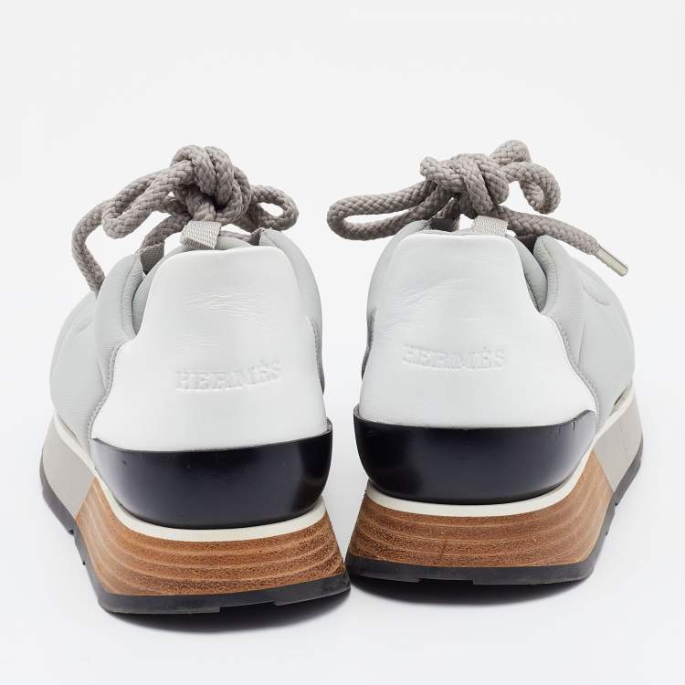 Pre Owned Hermès Multicolor Neoprene and Leather Miles Sneakers Size 36.5
