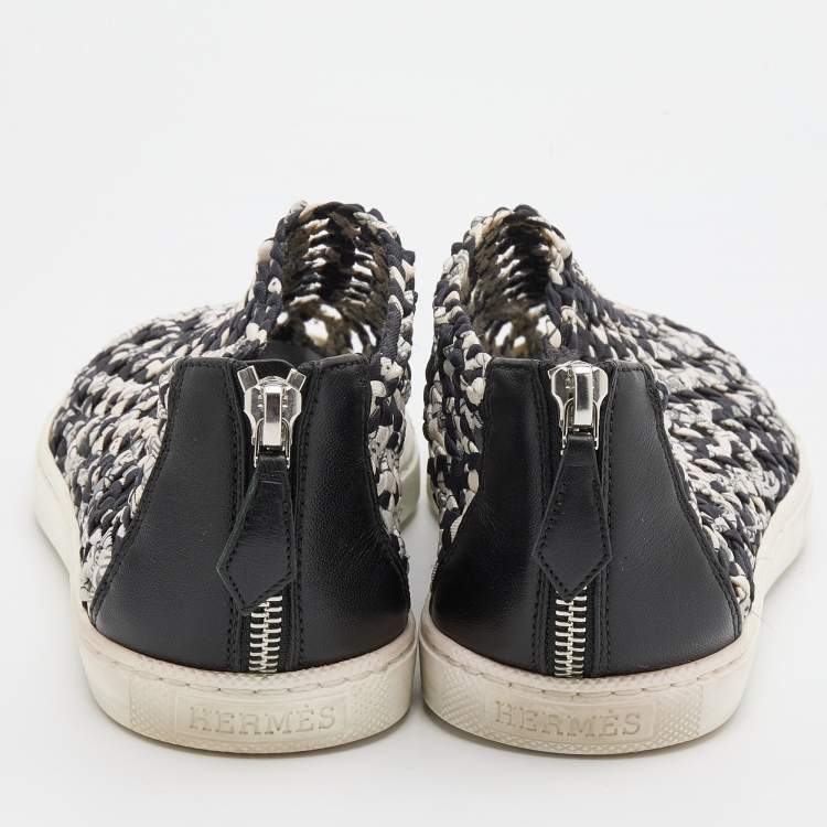 Pre Owned Hermes Multicolor Woven Silk Cavalcadour Oxygene Sneakers Size 36.5