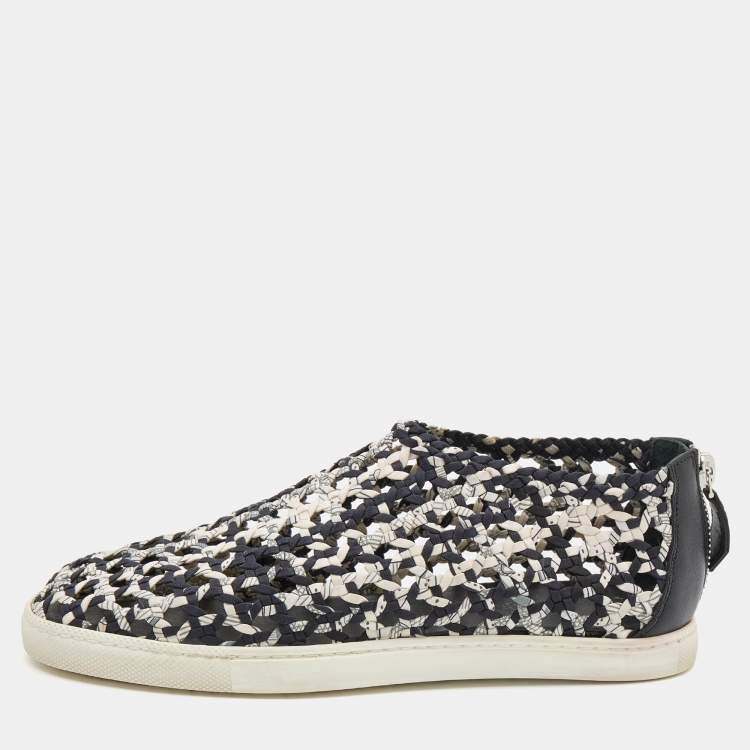 Pre Owned Hermes Multicolor Woven Silk Cavalcadour Oxygene Sneakers Size 36.5
