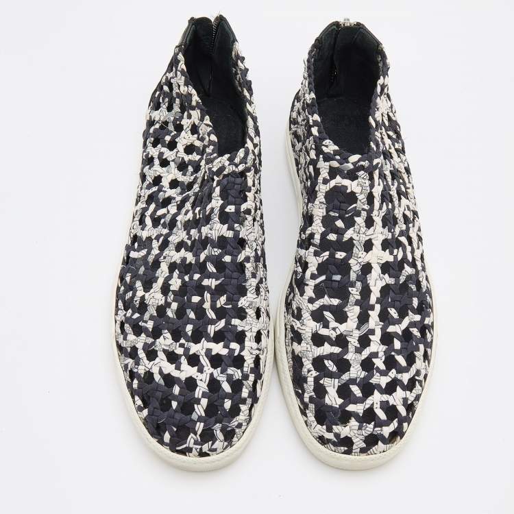 Pre Owned Hermes Multicolor Woven Silk Cavalcadour Oxygene Sneakers Size 36.5