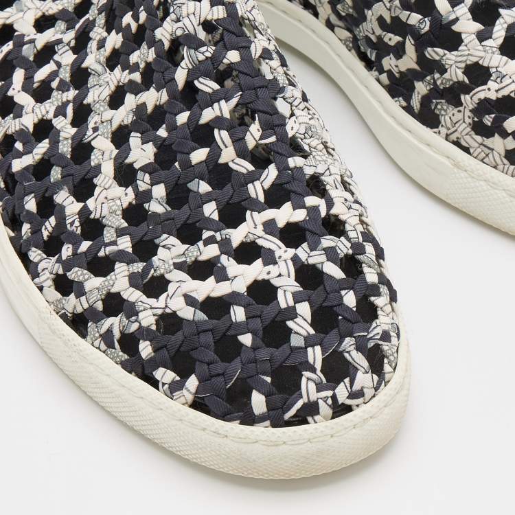 Pre Owned Hermes Multicolor Woven Silk Cavalcadour Oxygene Sneakers Size 36.5