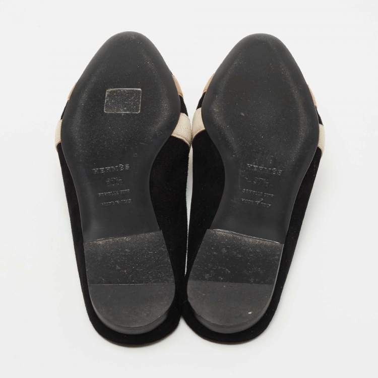 Pre Owned Hermes Tricolor Suede Roxane Flat Mules Size 37.5