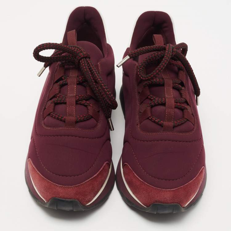 Pre Owned Hermès Purple/White Neoprene and Leather Miles Sneakers Size 38