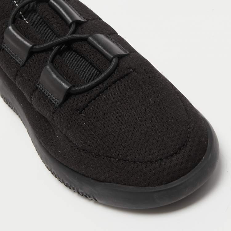 Pre Owned Hermes Black Mesh and Leather Team Sneakers Size 39.5