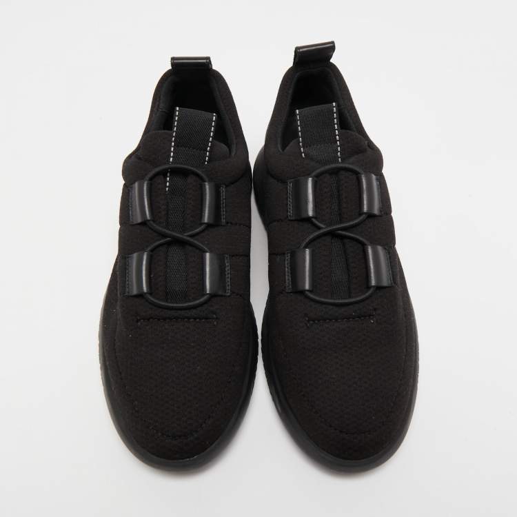 Pre Owned Hermes Black Mesh and Leather Team Sneakers Size 39.5