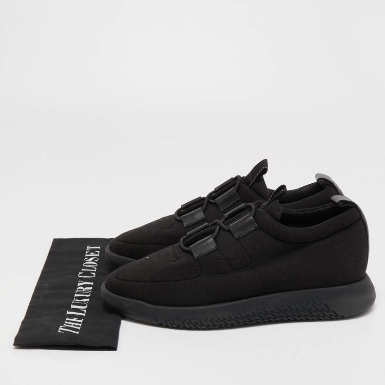 Pre Owned Hermes Black Mesh and Leather Team Sneakers Size 39.5