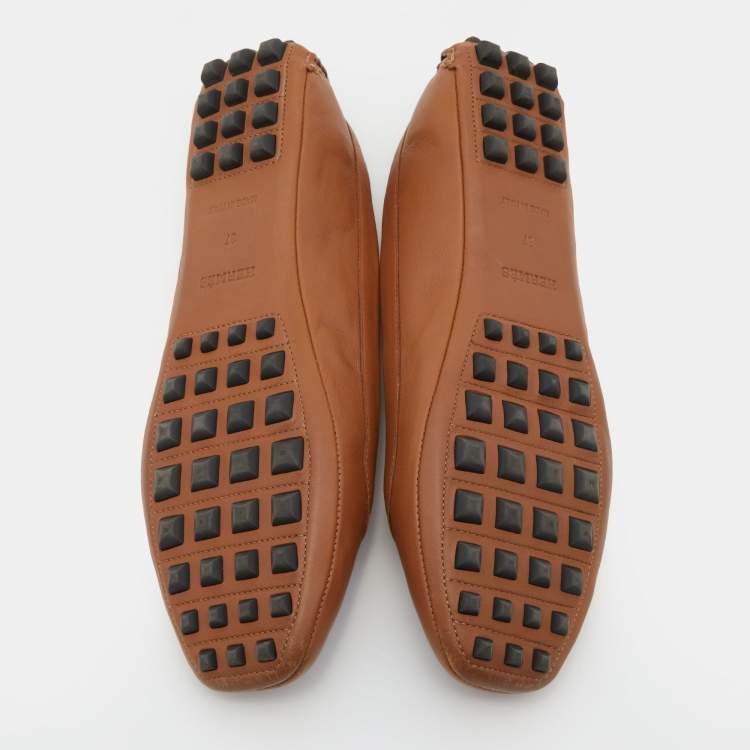 Pre Owned Hermes Brown Leather Liberty Ballet Flats Size 37