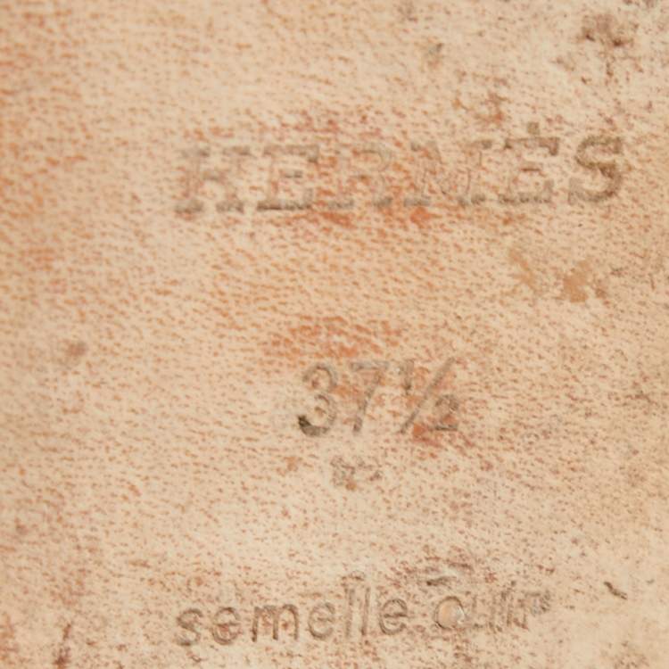 Pre Owned Hermes White Leather Kola Slingback Flat Slides Size 37.5