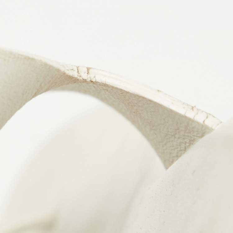 Pre Owned Hermes White Leather Kola Slingback Flat Slides Size 37.5