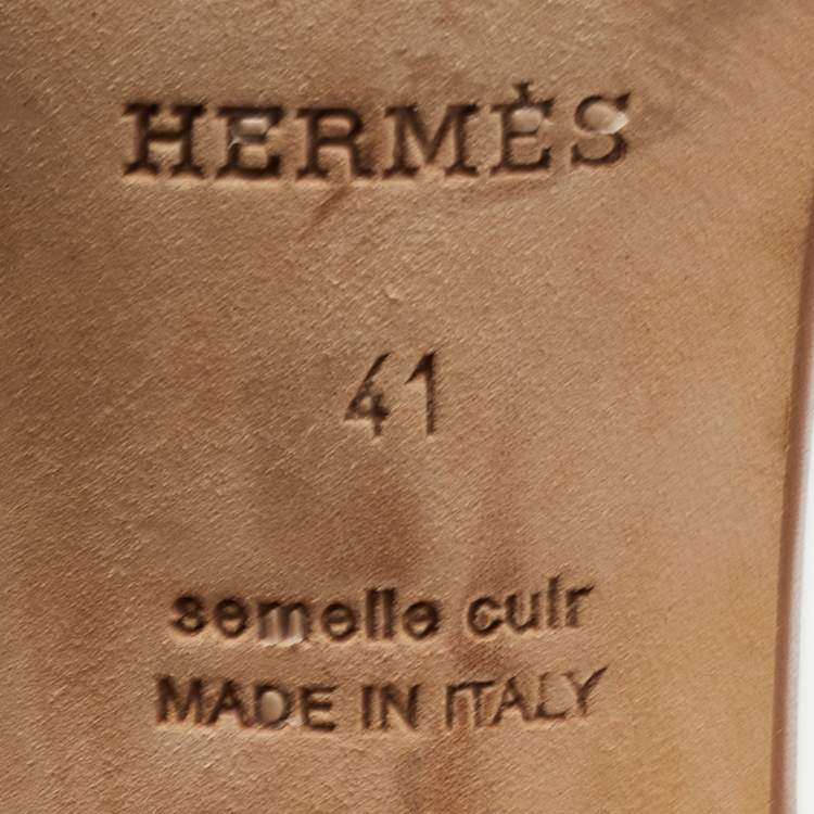 Pre Owned Hermes Tan Leather Viaggio Ankle Strap Sandals Size 41