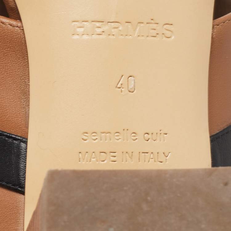 Pre Owned Hermes Tricolor Leather Ovation Slide Sandals Size 40