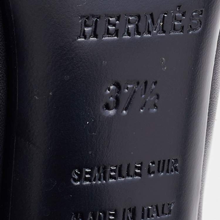 Pre Owned Hermes Black Leather Story Knee Length Boots Size 37.5