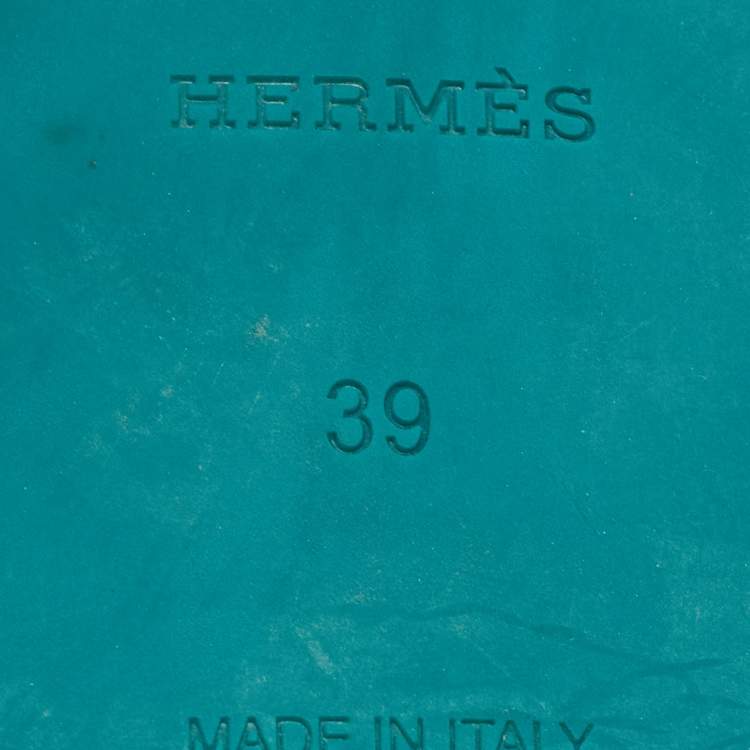 Pre Owned Hermes Green Rubber Chaine d'Ancre Rivage Flat Slides Size 39 