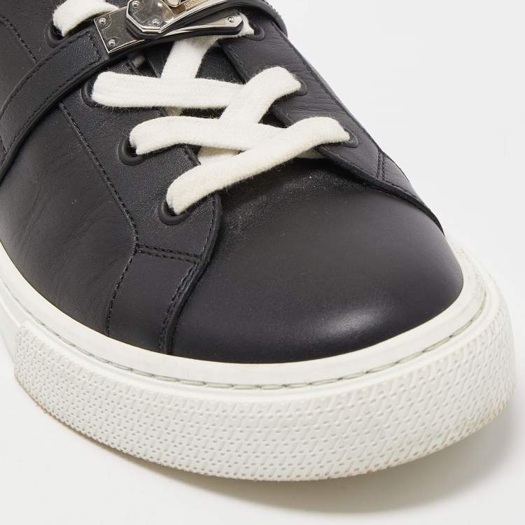 Pre Owned Hermes Black Leather Day Low Top Sneakers Size 39