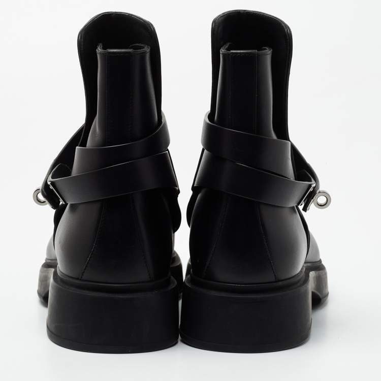Pre Owned Hermes Black Leather Neo Ankle Boots Size 39