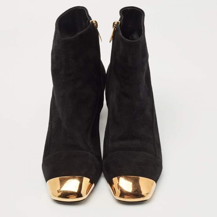 Pre Owned Hermes Black Suede Lindsey Ankle Boots Size 39