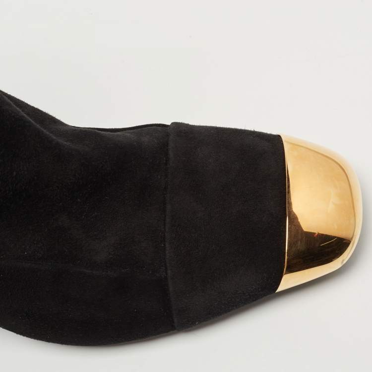 Pre Owned Hermes Black Suede Lindsey Ankle Boots Size 39