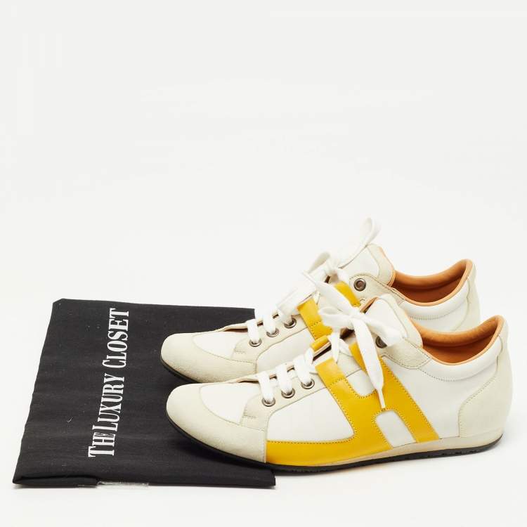 Pre Owned Hermes Multicolor Leather and Suede Tie Break Low Top  Sneakers Size 37.5