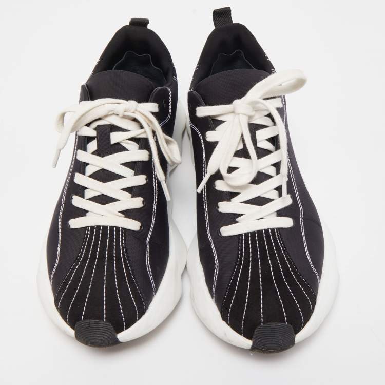 Pre Owned Hermes Black Nylon and Suede Low Top Sneakers Size 37.5