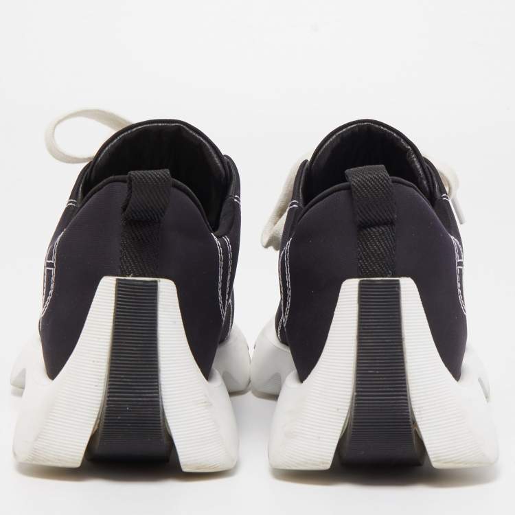 Pre Owned Hermes Black Nylon and Suede Low Top Sneakers Size 37.5
