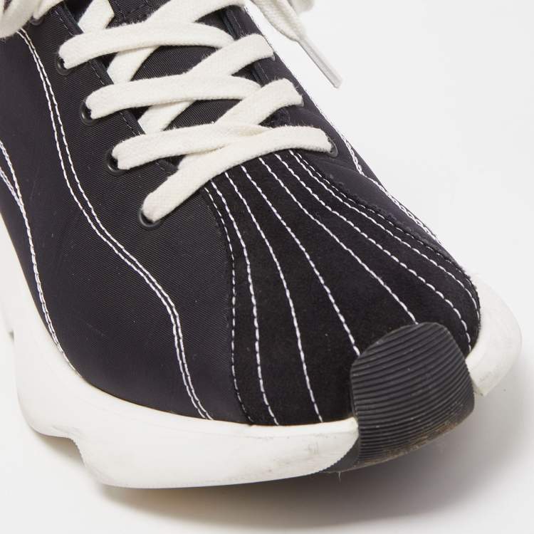 Pre Owned Hermes Black Nylon and Suede Low Top Sneakers Size 37.5