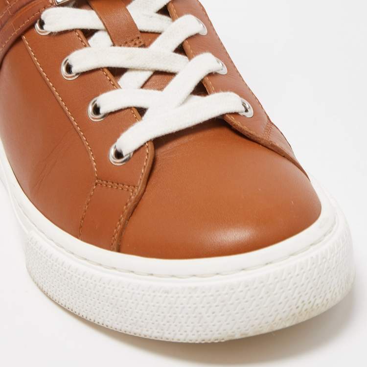Pre Owned Hermes Brown Leather Daydream High Top Sneakers  Size 37.5