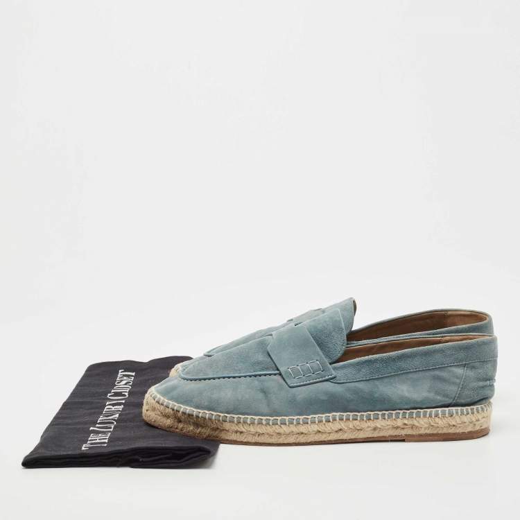 Pre Owned Hermes Grey Suede Trip Slip On Espadrille Flats Size 41