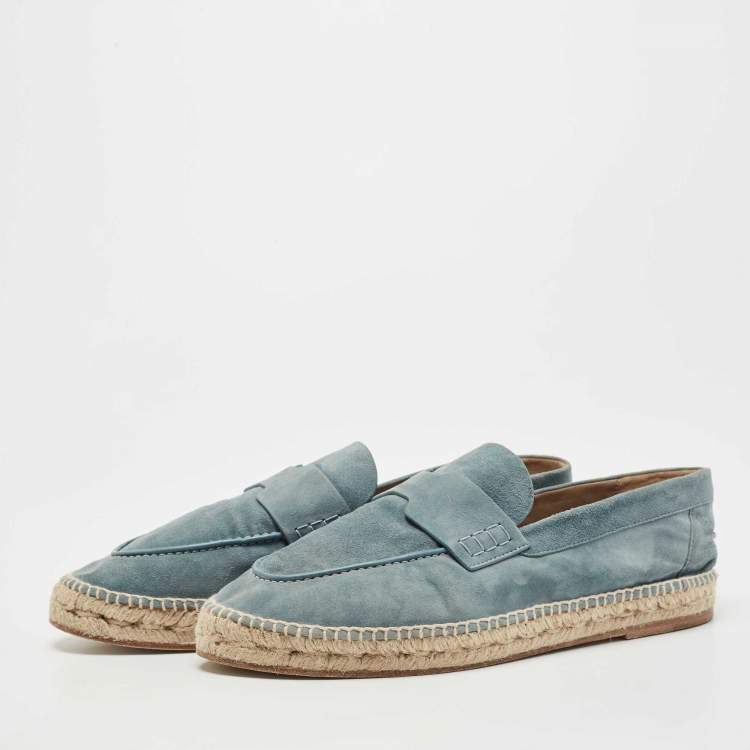 Pre Owned Hermes Grey Suede Trip Slip On Espadrille Flats Size 41