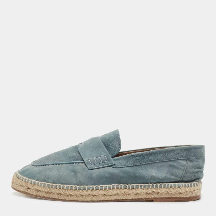 Pre Owned Hermes Grey Suede Trip Slip On Espadrille Flats Size 41