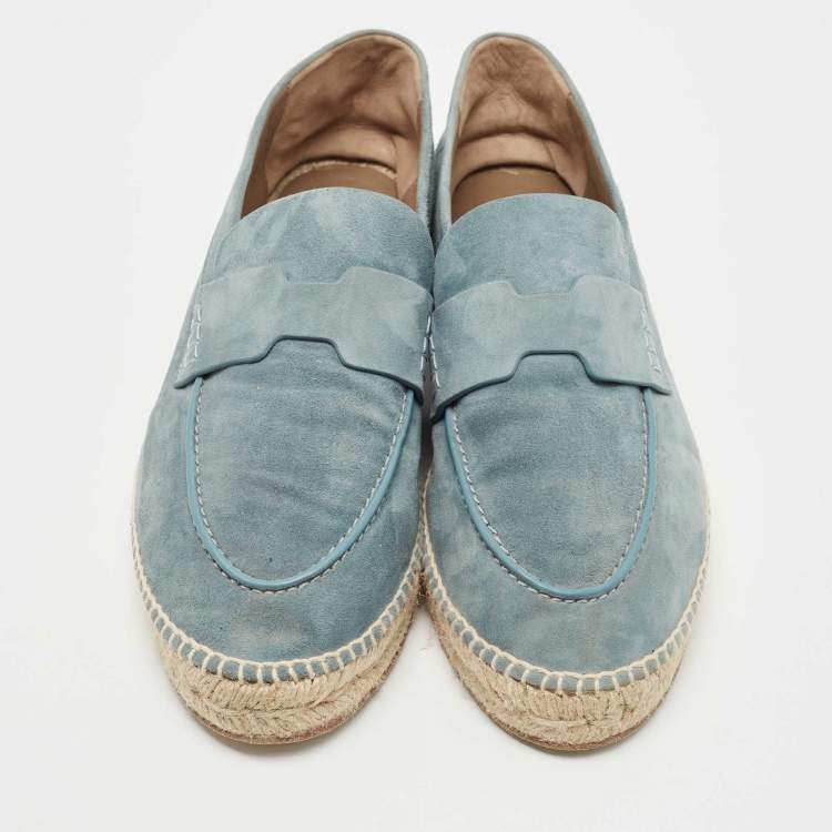 Pre Owned Hermes Grey Suede Trip Slip On Espadrille Flats Size 41