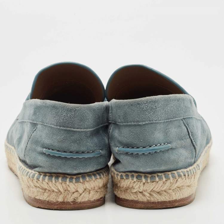 Pre Owned Hermes Grey Suede Trip Slip On Espadrille Flats Size 41