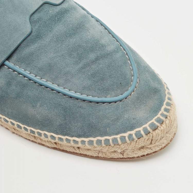Pre Owned Hermes Grey Suede Trip Slip On Espadrille Flats Size 41