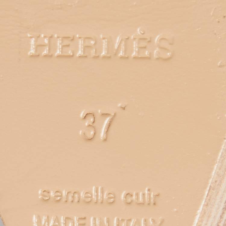 Pre Owned Hermes Light Brown Leather Legend Sandals Size 37
