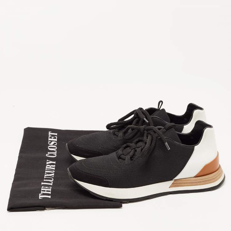 Pre Owned Hermes Tricolor Canvas and Leather Miles Sneakers Size 36.5