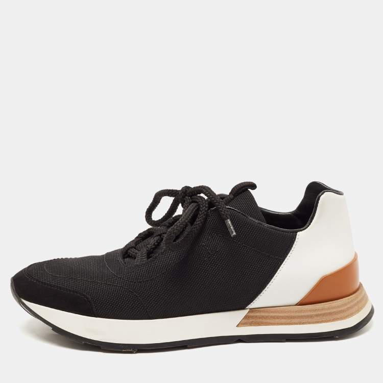 Pre Owned Hermes Tricolor Canvas and Leather Miles Sneakers Size 36.5