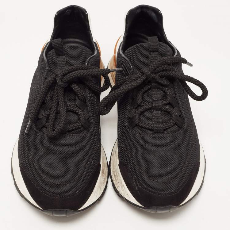 Pre Owned Hermes Tricolor Canvas and Leather Miles Sneakers Size 36.5