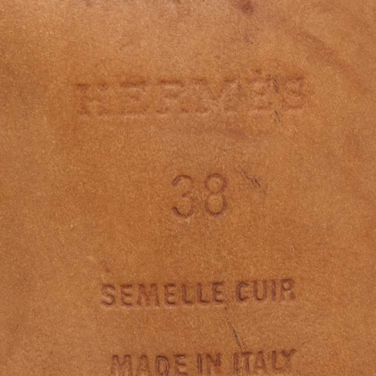 Pre Owned Hermes Black Leather Ostia Slide Sandals Size 38