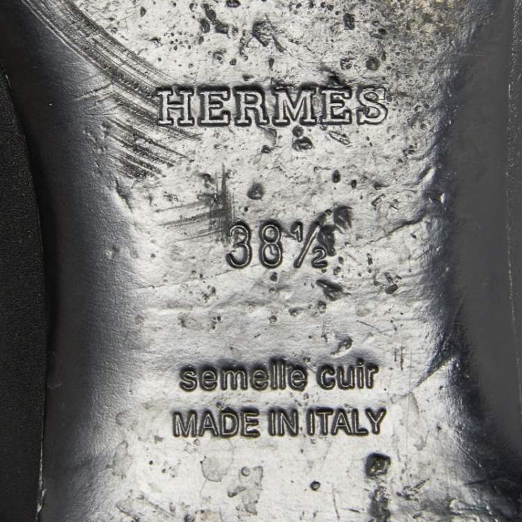 Pre Owned Hermes Black Leather Laura Ballet Flats Size 38.5