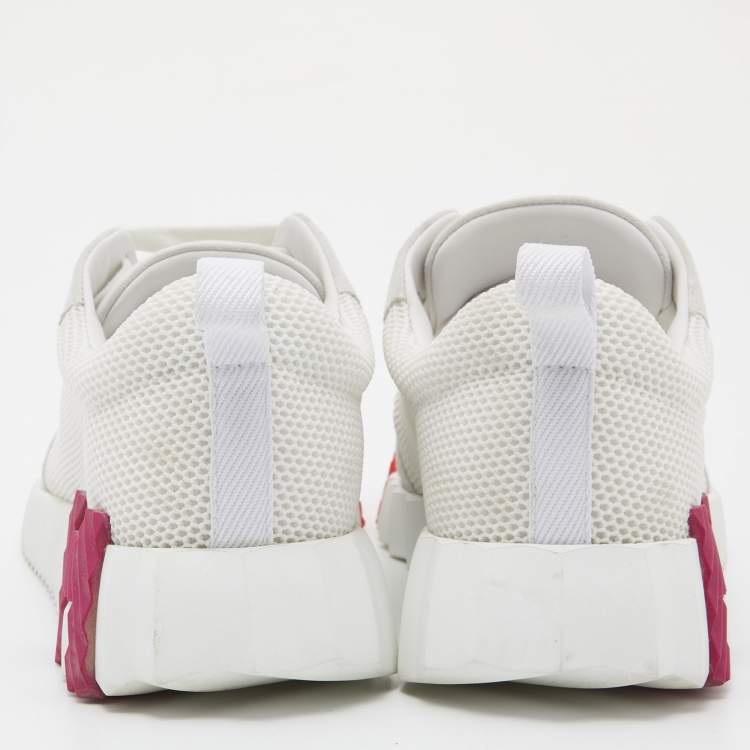 Pre Owned Hermes White/Grey Suede and Mesh Bouncing Sneakers Size 38.5