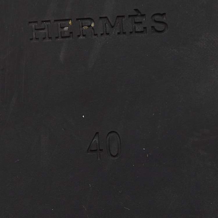 Pre Owned Hermes Black Rubber Chaine d'Ancre Rivage Slide Sandals Size 40