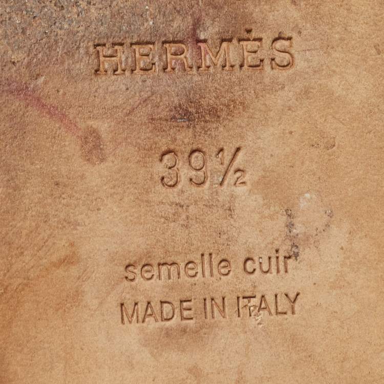 Pre Owned Hermes Blue Leather Oran Flat Sandals Size 39.5