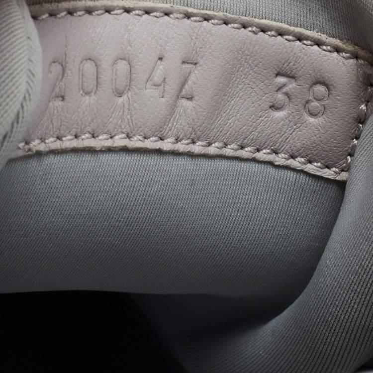 Pre Owned Hermes Grey/White Leather and Fabric Buster Sneakers Size 38