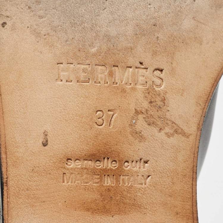 Pre Owned Hermes Black Leather H Jumping Knee Length Boots Size 37
