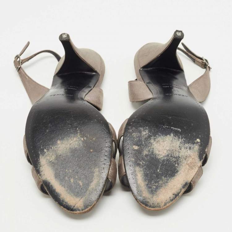 مملوكة مسبقًا Hermes Metallic Leather Night Ankle Strap Sandals Size 38