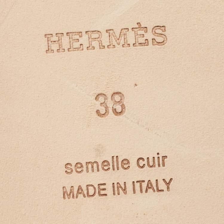 Pre Owned Hermes Burgundy Leather Oran Flat Slides Size 38