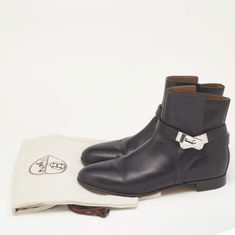 مملوكة مسبقًا Hermes Black Leather Neo Ankle Boots Size 38