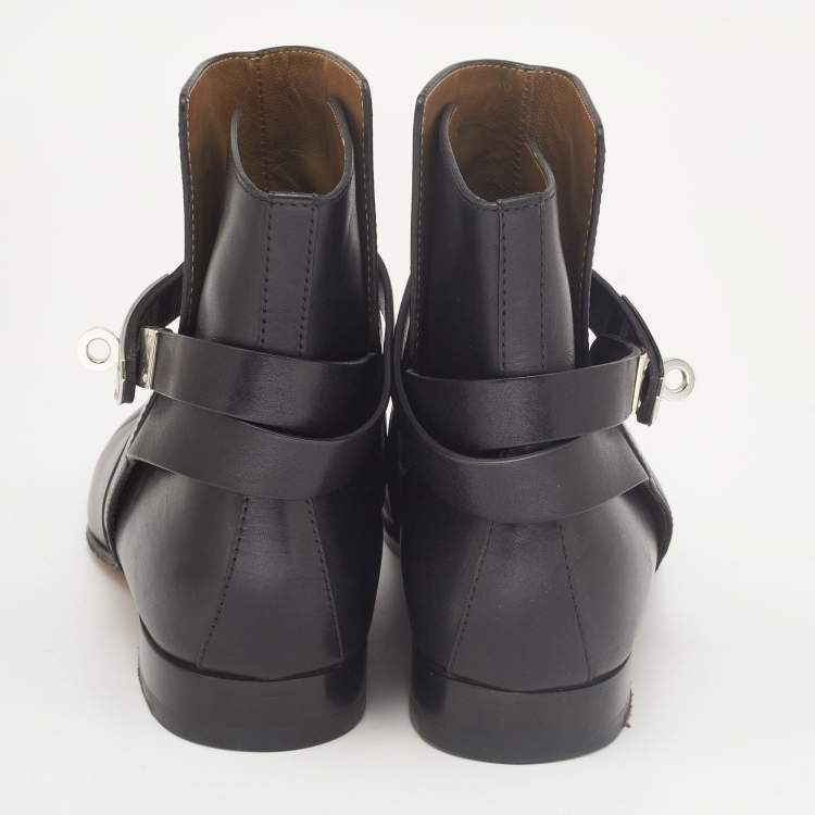 مملوكة مسبقًا Hermes Black Leather Neo Ankle Boots Size 38