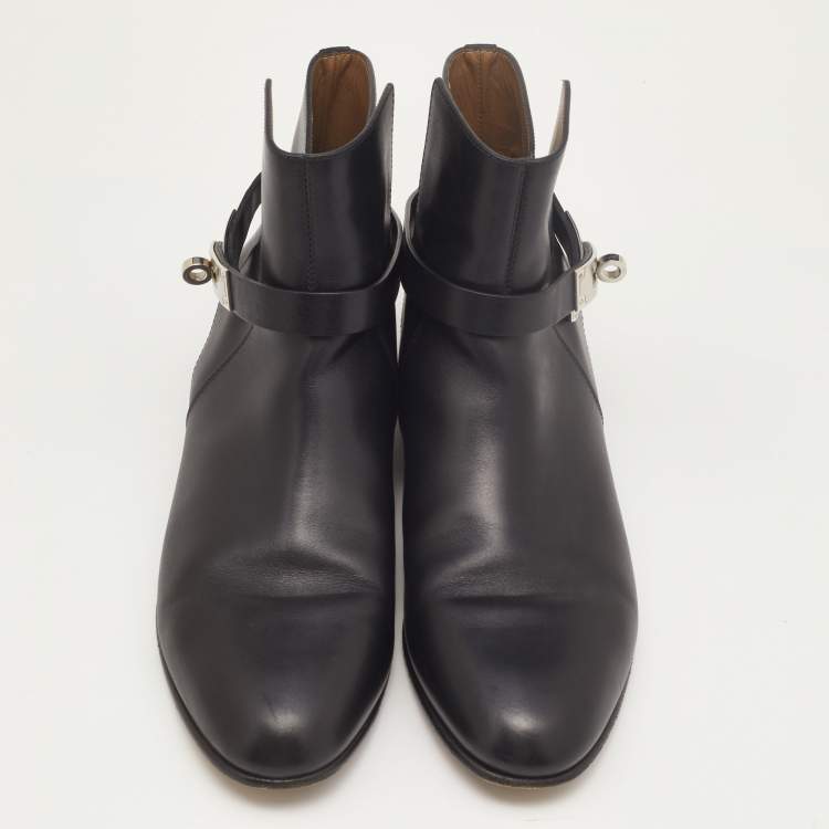 مملوكة مسبقًا Hermes Black Leather Neo Ankle Boots Size 38