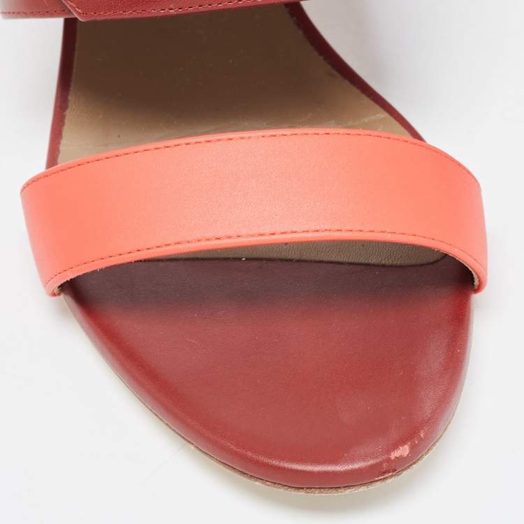 Pre Owned Hermes Tricolor Leather Ovation Sandals Size 38.5