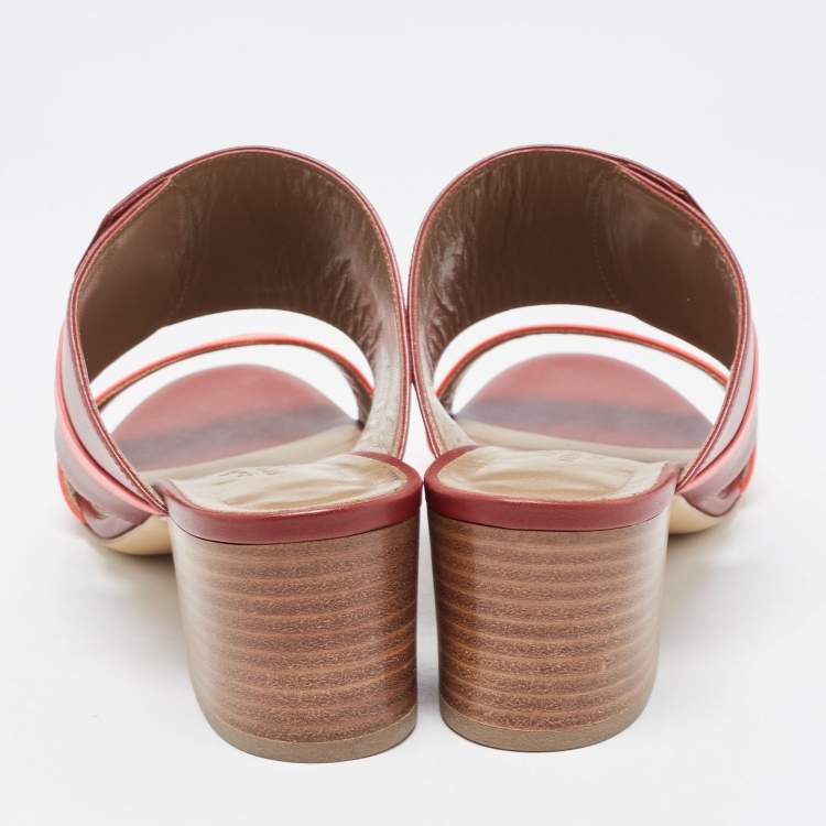 Pre Owned Hermes Tricolor Leather Ovation Sandals Size 38.5